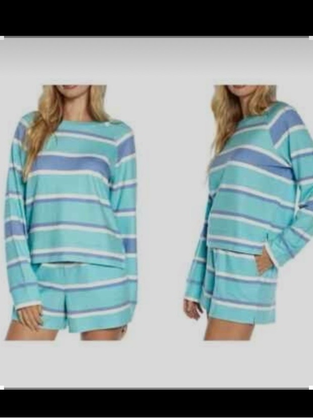 Wildfox Aqua & Blue Striped Lounge Set Large